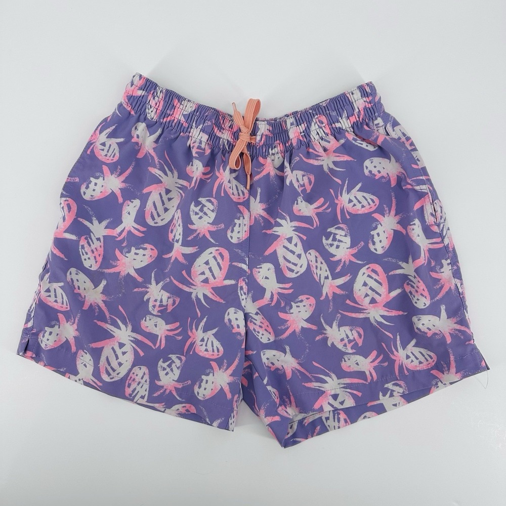 Chubbies Mens Pineapple Swim Shorts Trunks Drawstring Pockets Lined Small Purple
